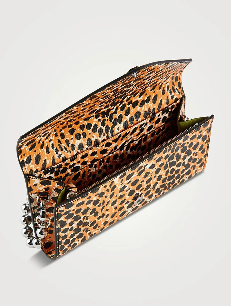 Banner Recycled Leather Envelope Chain Wallet In Animal Print