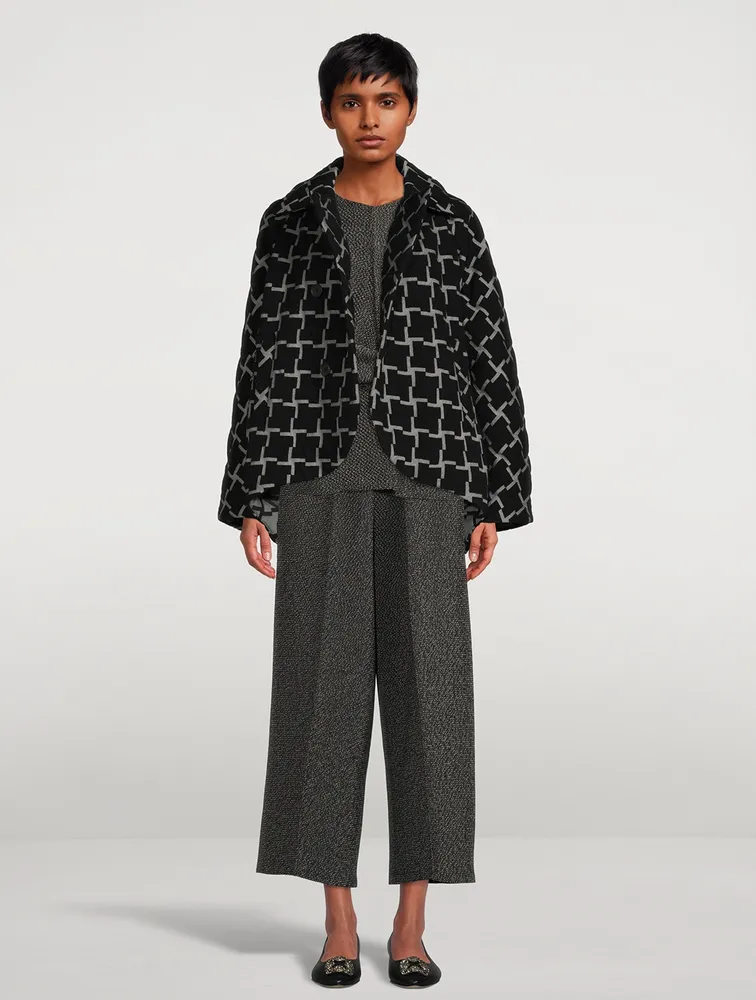 Padded Jacket Grid Print