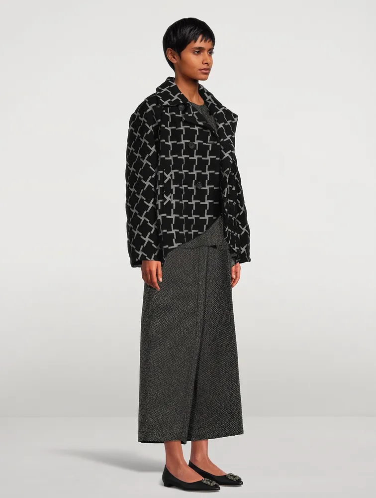 Padded Jacket Grid Print
