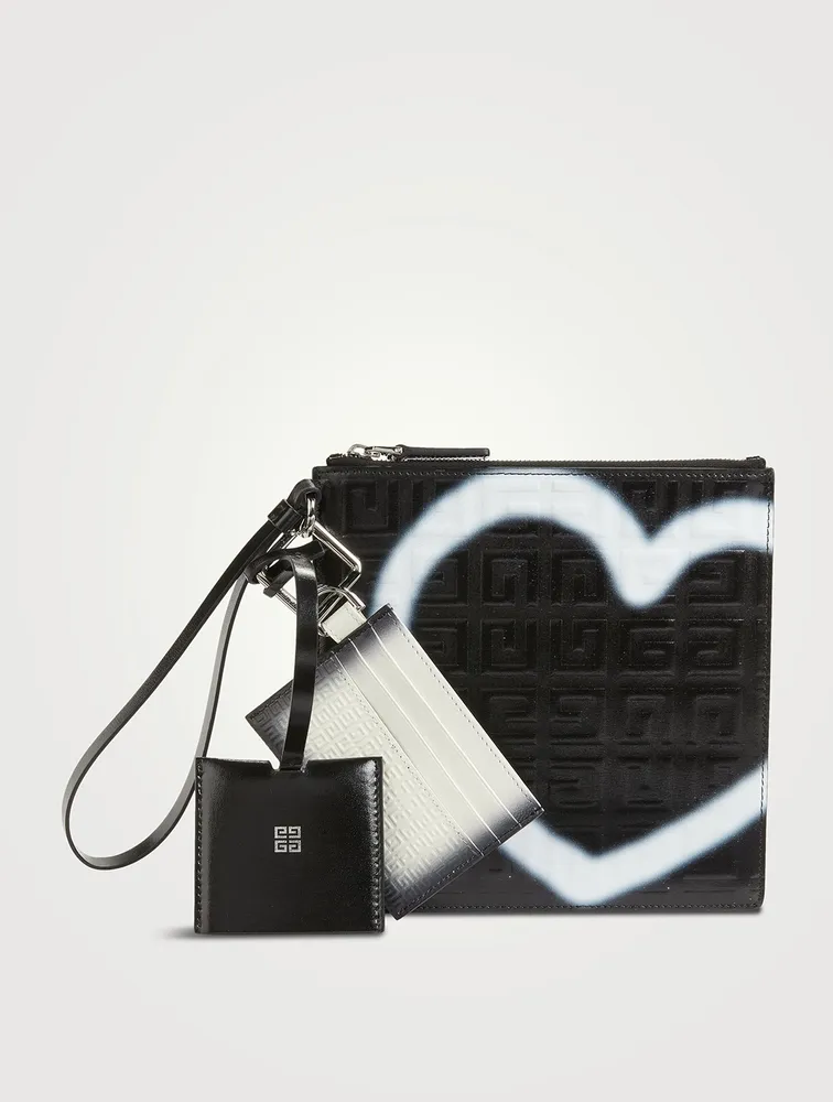 Embossed Leather Pouch Set