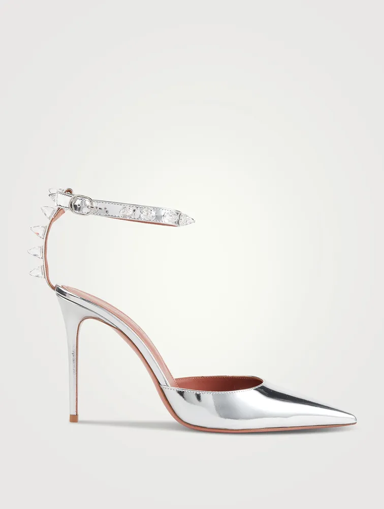 Julia Metallic Leather Pumps With Crystal Spikes