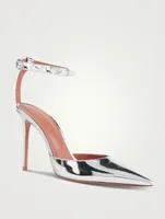 Julia Metallic Leather Pumps With Crystal Spikes