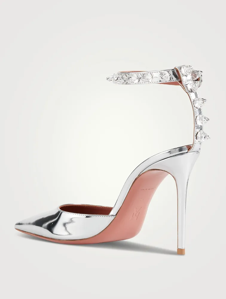 Julia Metallic Leather Pumps With Crystal Spikes