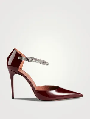 Ursina Patent Leather d'Orsay Pumps With Crystal Strap