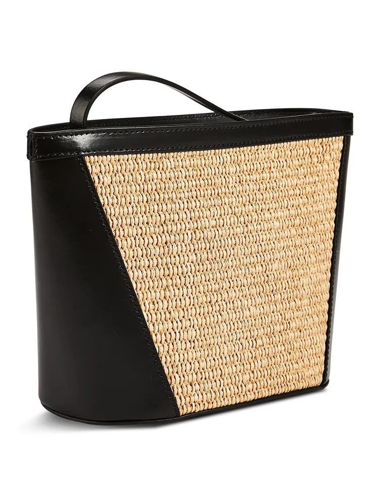 Tropicalia Raffia And Leather Pouch