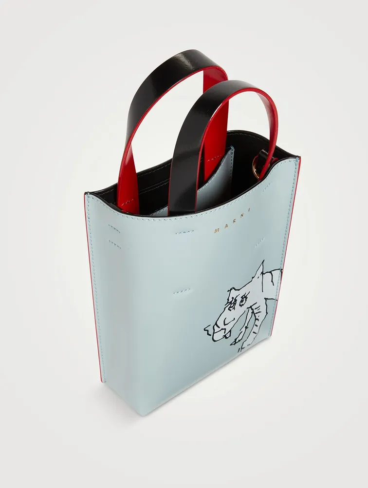 Nano Museo Leather Tote Bag With Lunar New Year Tiger Print