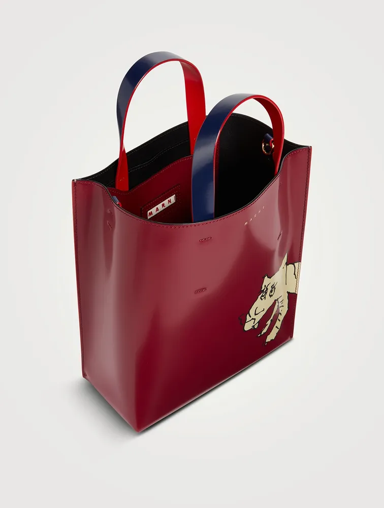 Small Museo Leather Tote Bag With Lunar New Year Tiger Print