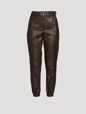 Belted Vegan Leather Joggers