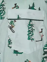 Cotton Pajama Set Downhill Skier Print