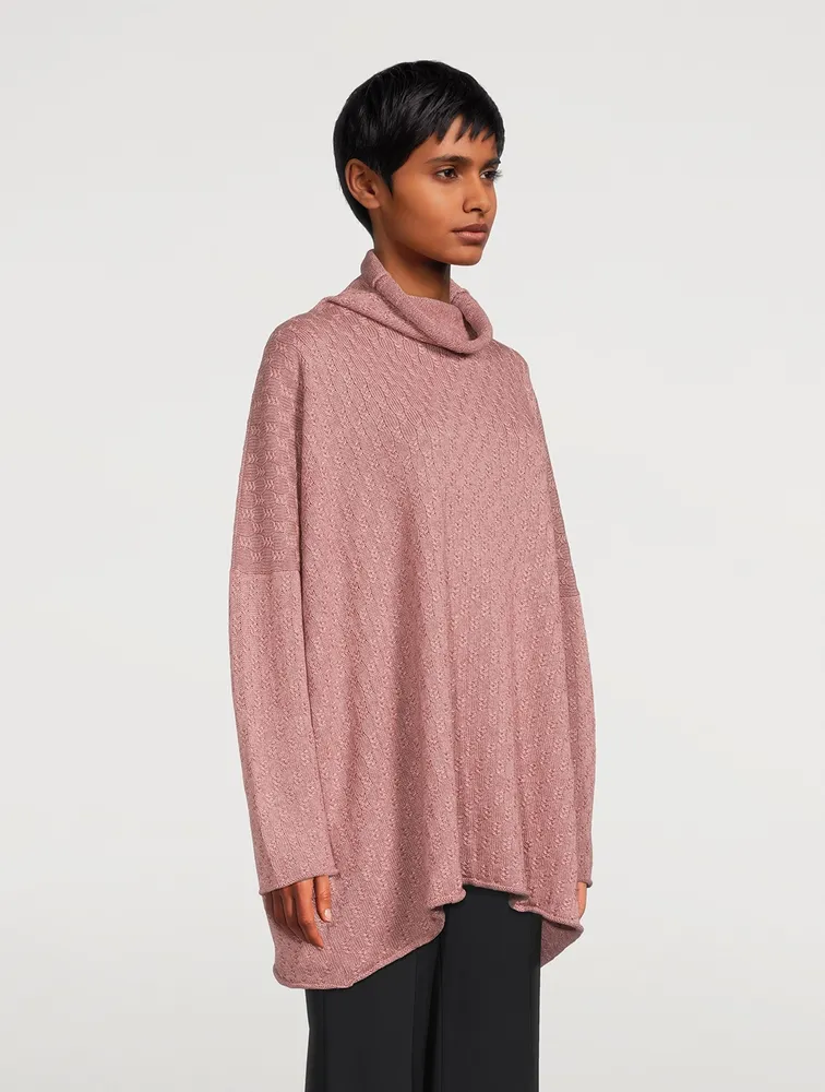 Wheatsheaf Cable-Knit Scrunch-Neck Cashmere And Silk Sweater