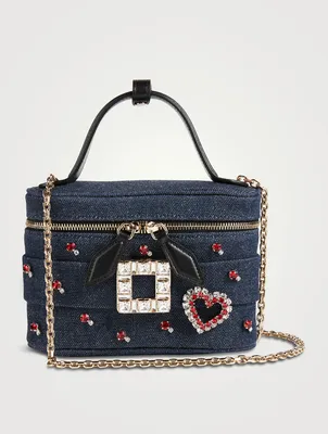 Micro Roger Vivier Vanity Love Strass Denim Bag