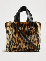 Lucille Faux Fur Tote Bag In Leopard Print