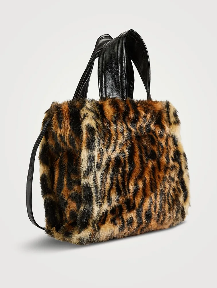 Lucille Faux Fur Tote Bag In Leopard Print