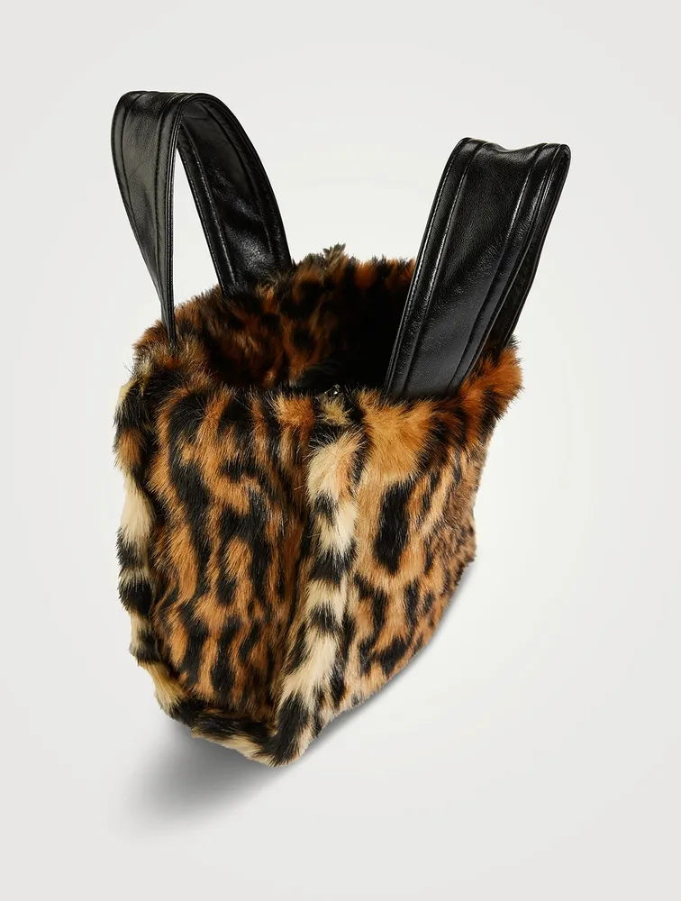 Lucille Faux Fur Tote Bag In Leopard Print