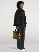 Lucille Faux Fur Tote Bag In Leopard Print