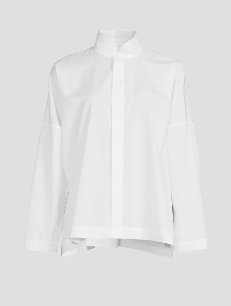 Double Stand Collar Cotton Shirt