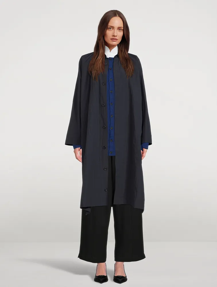 Double Stand Collar Cotton Shirt