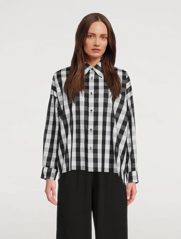 Gingham Cotton Poplin A-Line Shirt