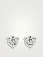 18K White Gold Three-Prong Stud Earrings With Diamond