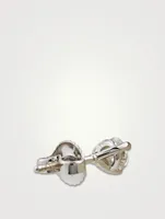 18K White Gold Three-Prong Stud Earrings With Diamond