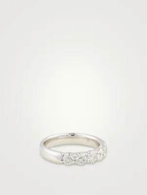 18K White Gold Signature Stone Band With Diamonds