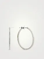 18K White Gold Signature Inside Out Hoop Earrings With Diamonds