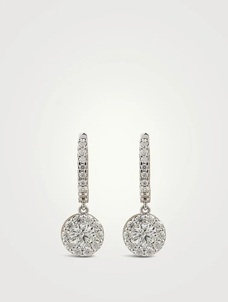 18K White Gold Fulfillment Drop Earrings With Diamonds