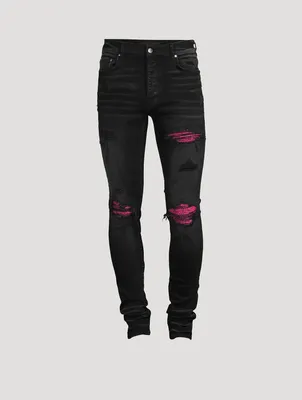 Mx1 Jeans With Cracked Pink Leather