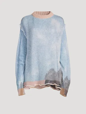 Ruffled Sweater Sky Print