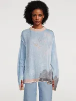 Ruffled Sweater Sky Print