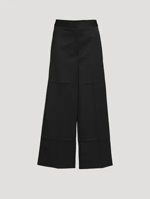 Creased Twill Wide-Leg Trousers
