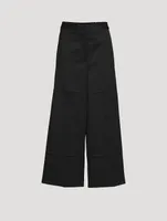 Creased Twill Wide-Leg Trousers