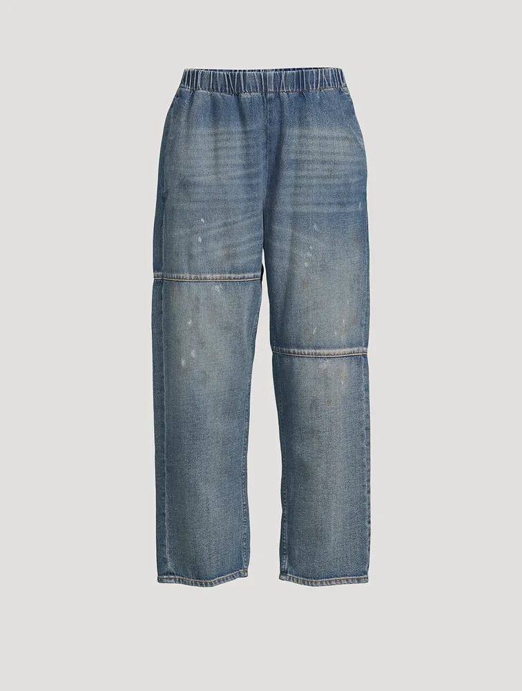 Denim Wide-Leg Joggers