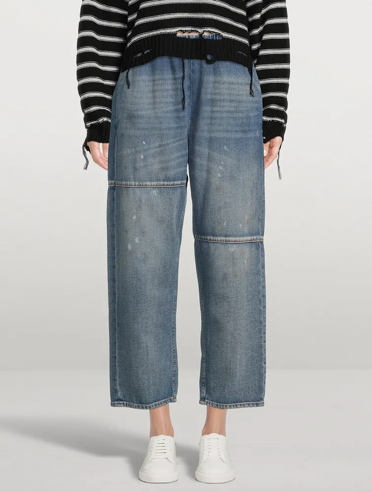 Denim Wide-Leg Joggers
