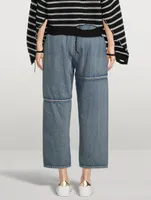 Denim Wide-Leg Joggers