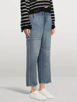 Denim Wide-Leg Joggers