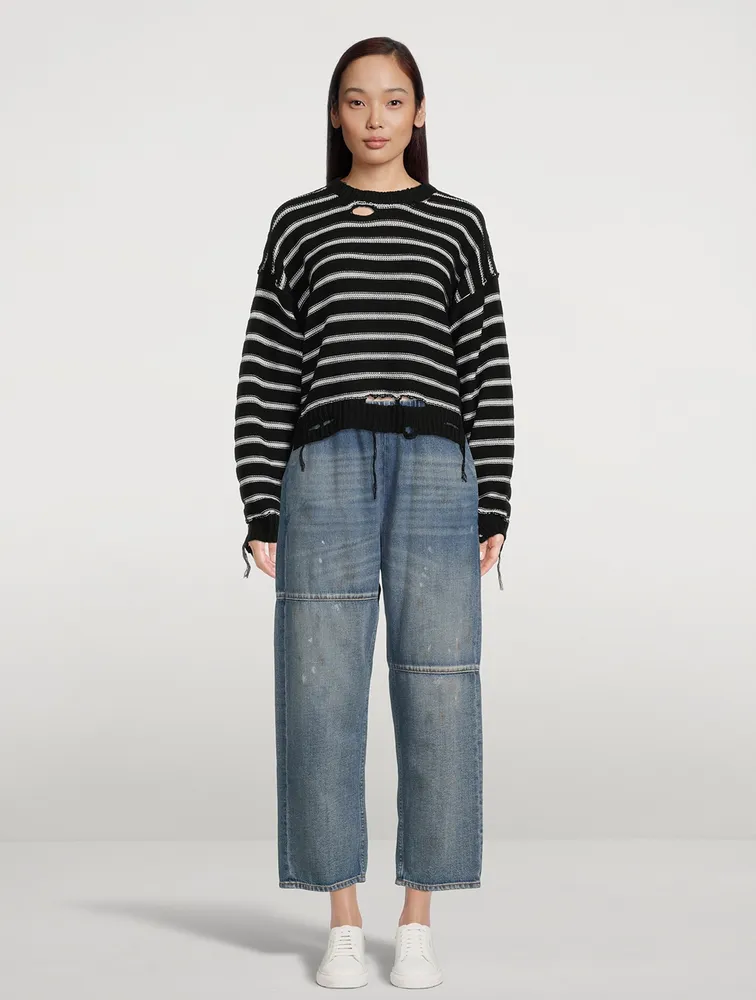 Denim Wide-Leg Joggers