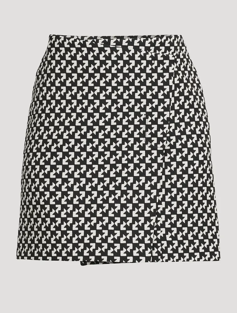 Wrap Mini Skirt Geo Print