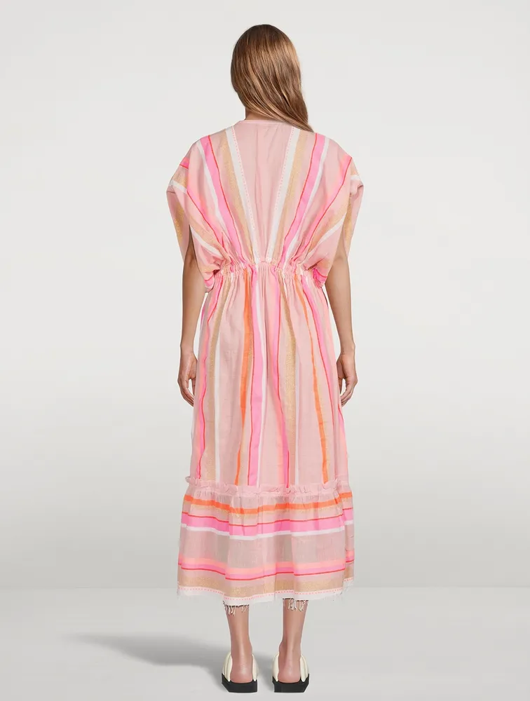 Jikirti Plunge Neck Dress Striped Print