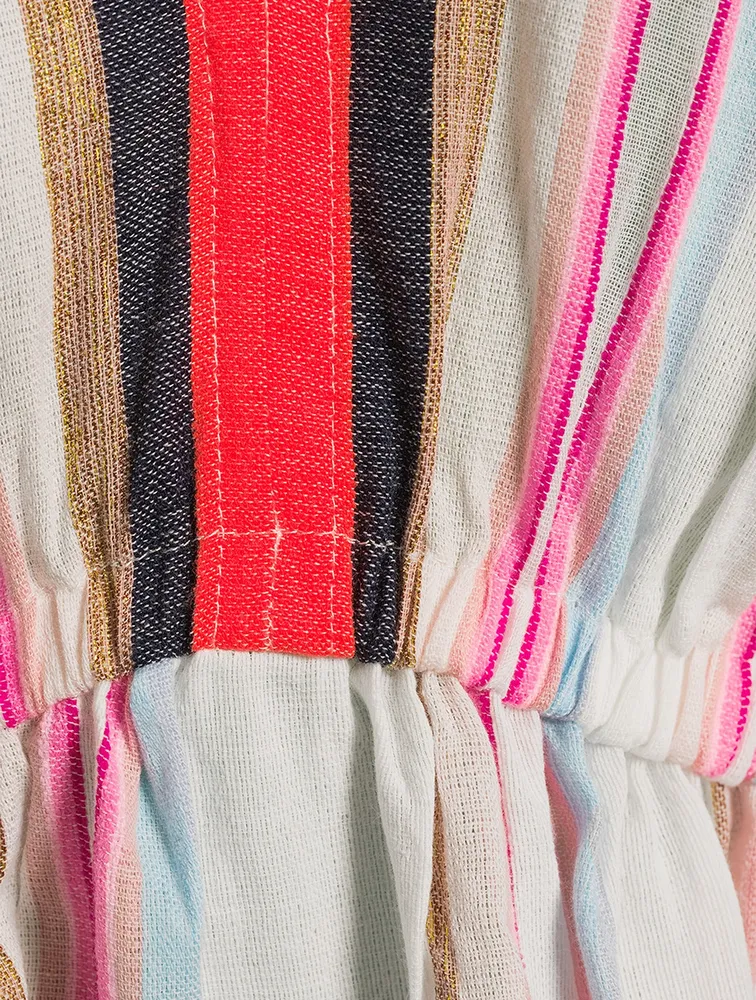 Bandira Short Plunge Neck Dress Striped Print