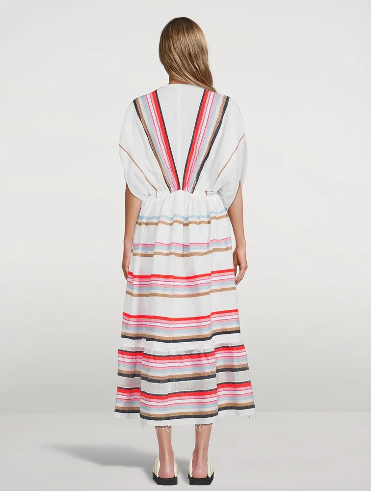 Bandira Plunge Neck Dress Striped Print