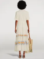 Natalie Organic Cotton Maxi Shirt Dress With Floral Embroidery