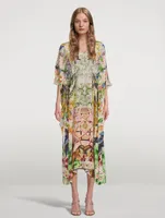 Guida Midi Kaftan Crowned Cranes Print