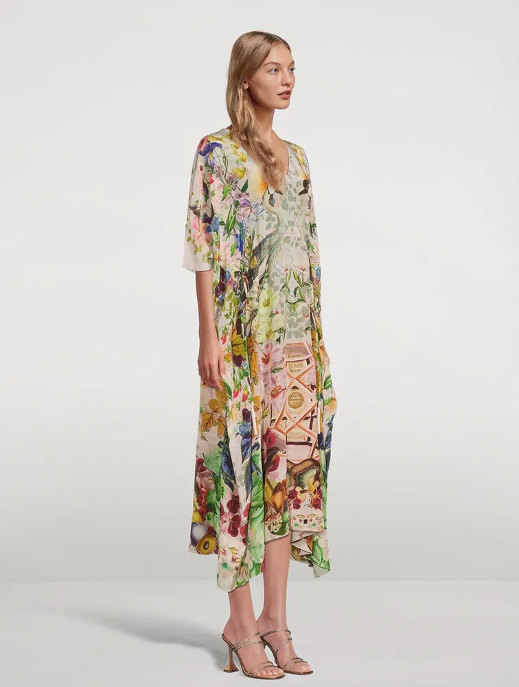 Guida Midi Kaftan Crowned Cranes Print