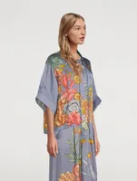 Kimono Linen-Blend Top Shell Print