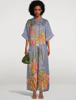 Linen-Blend Palazzo Pants Shell Print