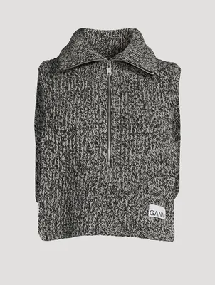 Wool-Blend Half-Zip Bib