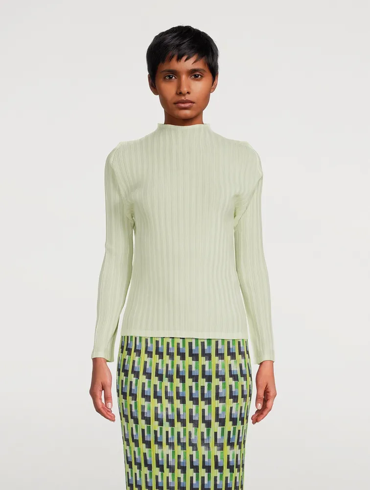 Rib Pleats February Long-Sleeve Top