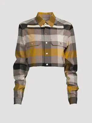 Cropped Shirt Jacket Plaid Print