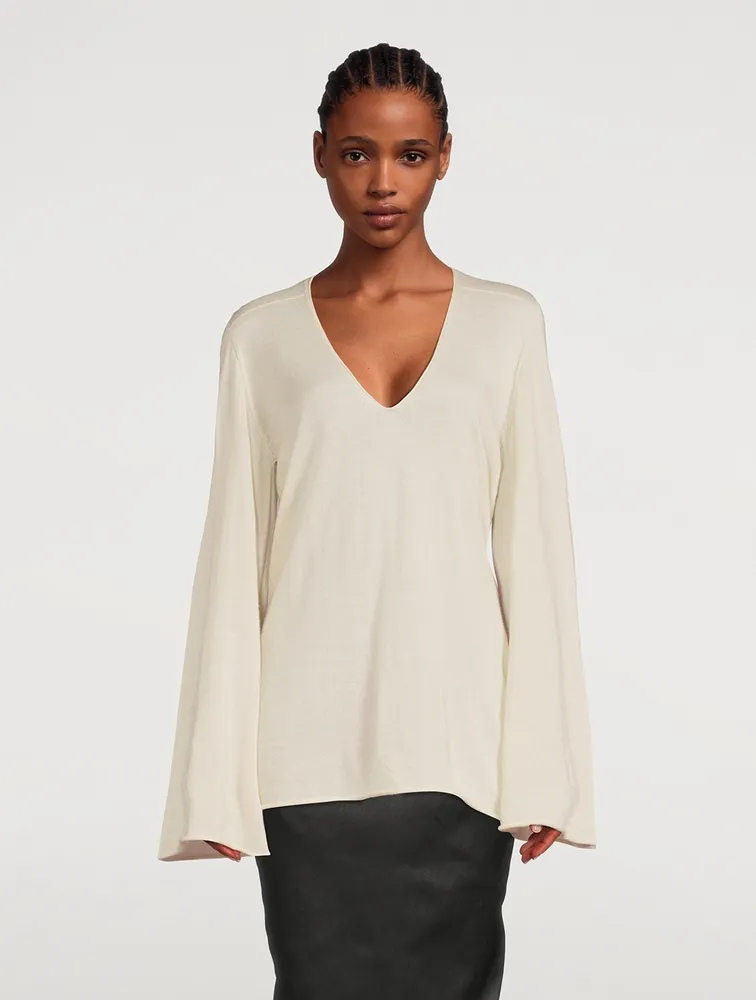 Cashmere Bell-Sleeve Sweater